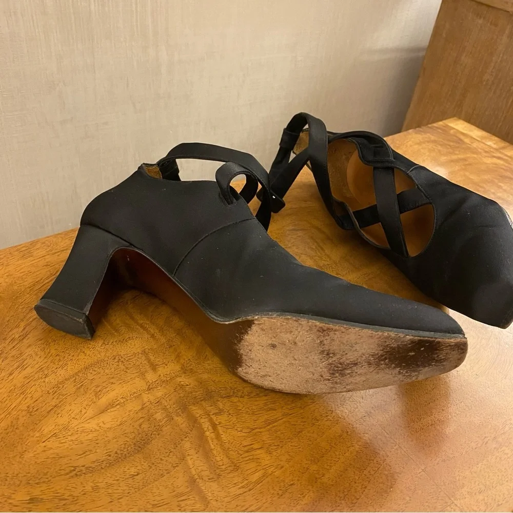 Vintage Ralph Lauren Black Satin Shoes Size 6 - Picture 10 of 16